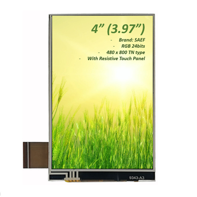 4 بوصة 480x800 شاشة LCD لمسة، شاشة TFT الطبية 3.97 بوصة و 4 بوصة واجهة RGB