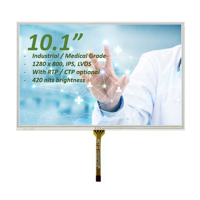 شاشة لمسة LCD مقاومة 10 بوصة 1280x800 نقطة الصناعية / الطبية