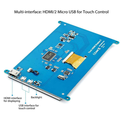 شاشة Raspberry Pi4 HDMI 7 بوصة TFT LCD 800x480 نقطة مع لوحة تعمل باللمس بالسعة
