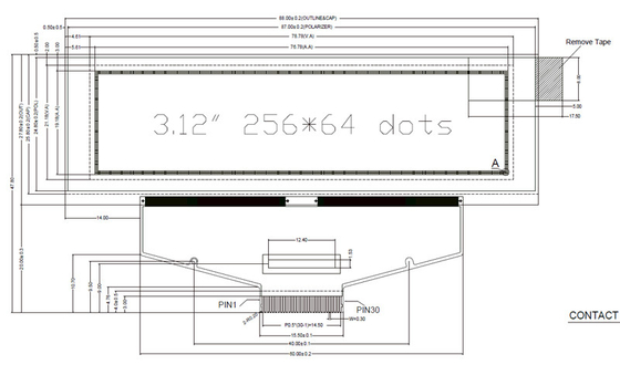 UG-5664ASWEF01 3.12 " 256 * 64 نقطة وحدة عرض OLED مع واجهة SPI / موازية / I2C
