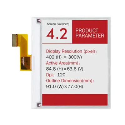 400×300 نقطة 4.2 بوصة ثابتة 3 ألوان E- Ink Screen E- Paper Label طاقة فائقة منخفضة E- Paper