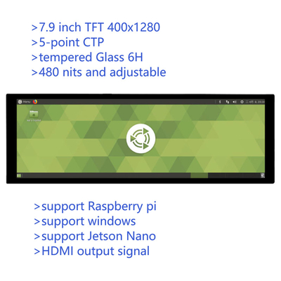 7.9 بوصة نوع شريط IPS الكفاءة لمسة شاشة TFT مع خروج HDMI ل Raspberry Pi 4 ويندوز أوس 400x1280 دقة