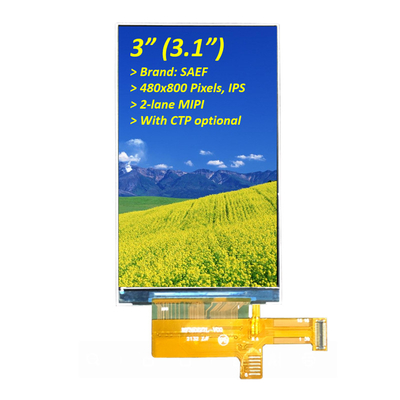 3 بوصة 480x800 بكسل شاشة TFT الصناعية، 3.1 بوصة شاشة TFT LCD ST7701S شاشة IPS