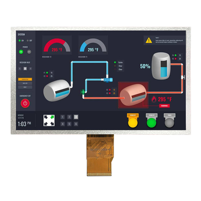 7 بوصة TFT شاشة LCD عرض درجة حرارة واسعة تشغيل RGB 1024x600 شاشة HMI 50pin