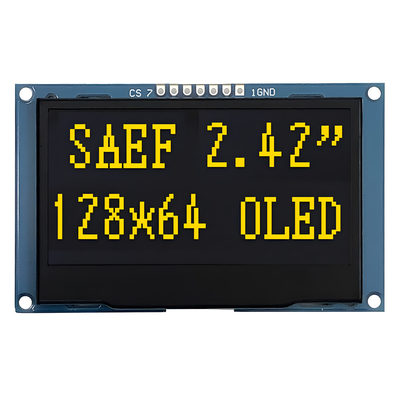 2شاشة OLED صفراء مقاس 42 بوصة بقرار 128 × 64 وواجهة SPI ذات 7 دبوس