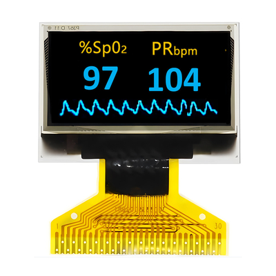 0.96 بوصة 128×64 نقطة أبيض وأزرق لونين مزدوج 30 دبوسا عرض عريض داخلي DC / DC داخل