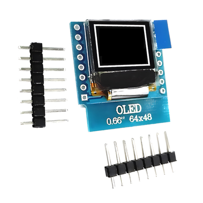 0.66 بوصة IIC شاشة OLED 16 دبوس مع 64x48 بكسل ، أحرف بيضاء / زرقاء شاشة OLED ذات طاقة منخفضة للغاية