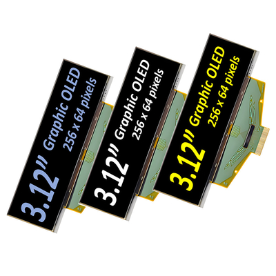 3.12 بوصة الدرجة الصناعية OLED وحدة العرض - 256x64 بكسل، 30 دبوس مع SPI، واجهات I2C
