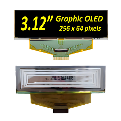 3.12 بوصة الدرجة الصناعية OLED وحدة العرض - 256x64 بكسل، 30 دبوس مع SPI، واجهات I2C