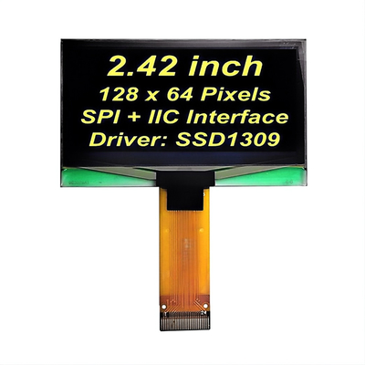 2شاشة OLED مساحة 42 بوصة 128 × 64 أحرف صفراء شاشة PMOLED SSD1309 وحدة تحكم SPI + IIC واجهة