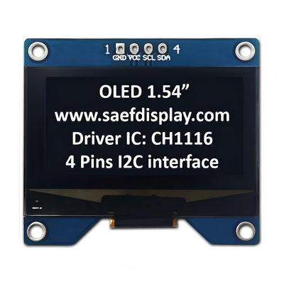 شاشة OLED 1.54 بوصة من المصنع 128x64 مع واجهة I2C و CH1116 Driver