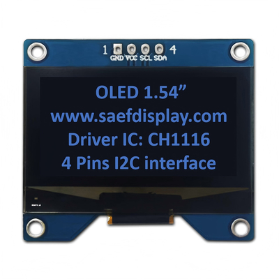 شاشة OLED 1.54 بوصة من المصنع 128x64 مع واجهة I2C و CH1116 Driver
