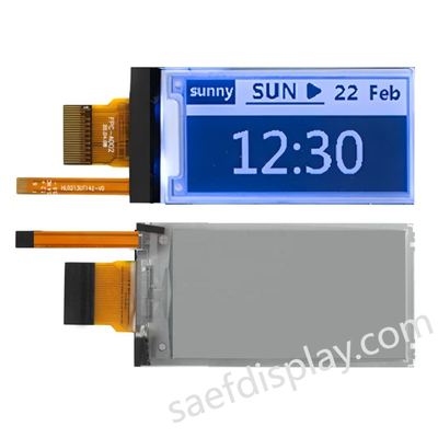 شاشة E-ink بحجم 2.13 بوصة مع إضاءة أمامية | 122×250 | تحديث جزئي 0.3 ثانية | واجهة SPI | CTP مخصصة
