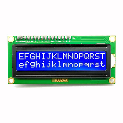 16x2 1602 شخصية شاشة LCD زرقاء 8 بت Mpu متوازي 5V أبجدية رقمية صغيرة