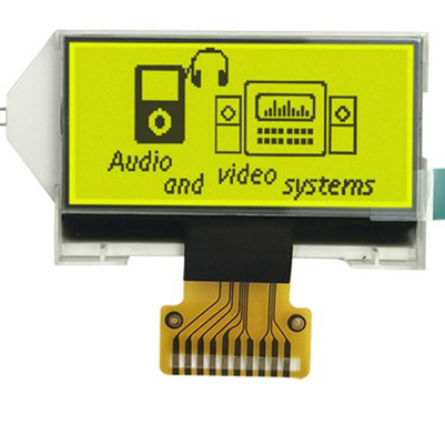 واجهة SPI 128x64 COG LCD وحدة لون خلفية خضراء صفراء