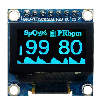0.96 بوصة SSD1306 وحدة تحكم 7 دبوس أحمر وأزرق الخطوط SPI شاشة OLED 128x64 3V PMOLED